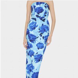 Milly Orion Blurred Blossom Jacquard Bandeau Maxi Dress NWT